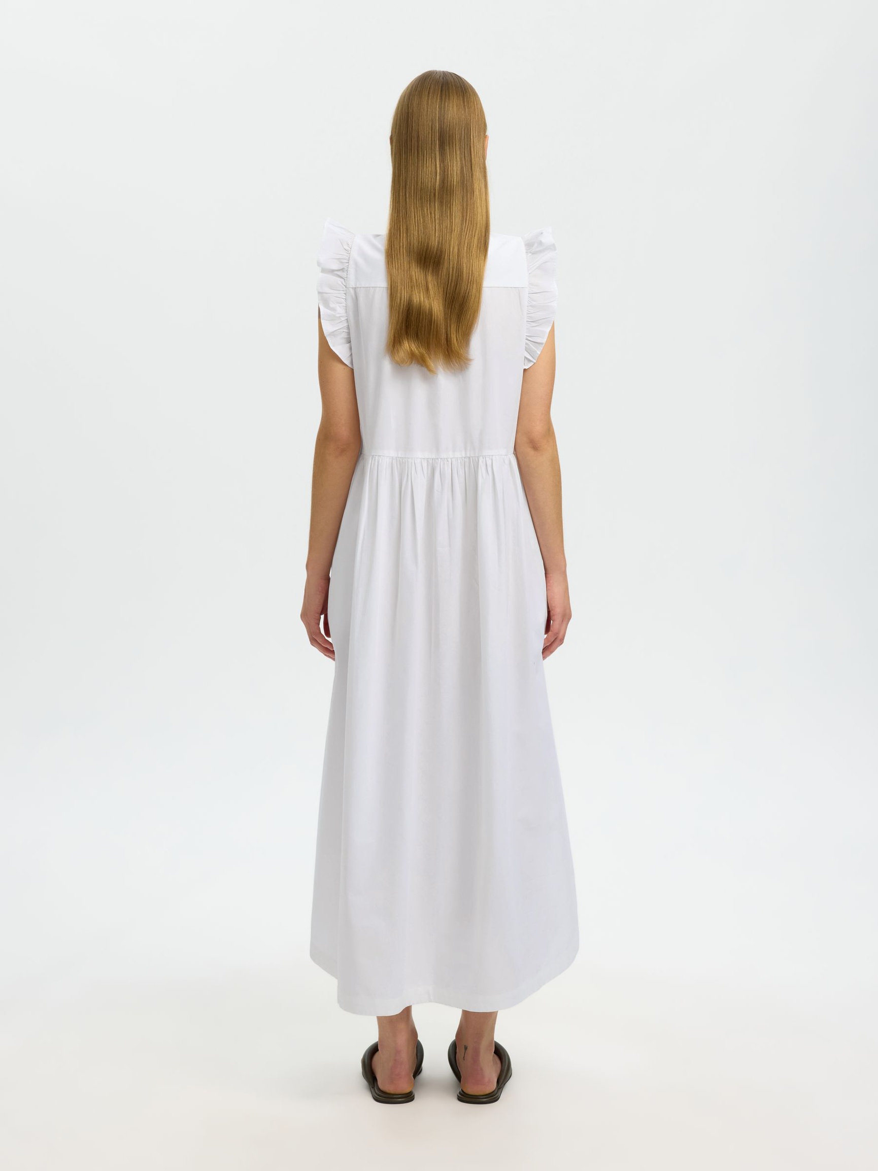 TIE WAIST MAXI DRESS, Bright White, highres