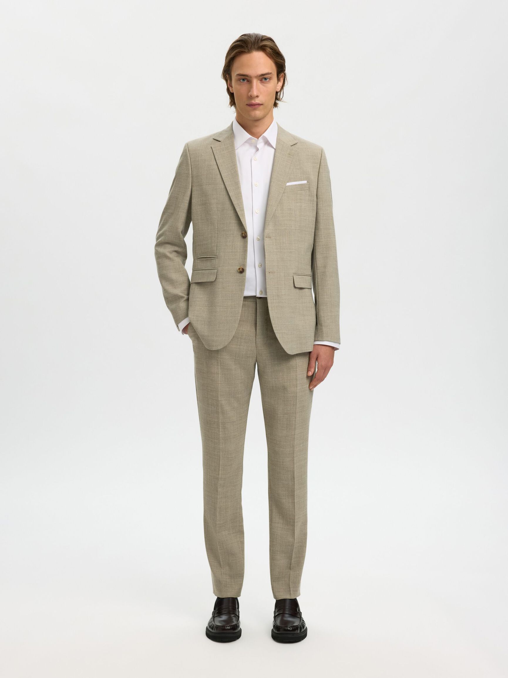 SLIM FIT SINGLE-BREASTED BLAZER, Sand, highres