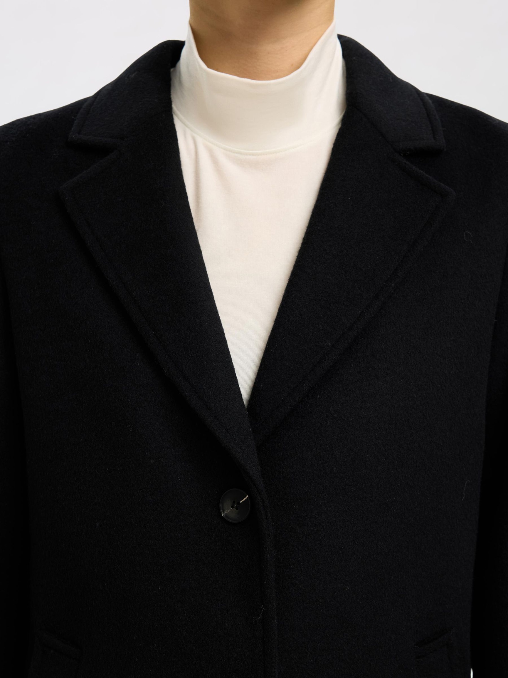 LAINE MÉLANGÉE MANTEAU, Black, highres