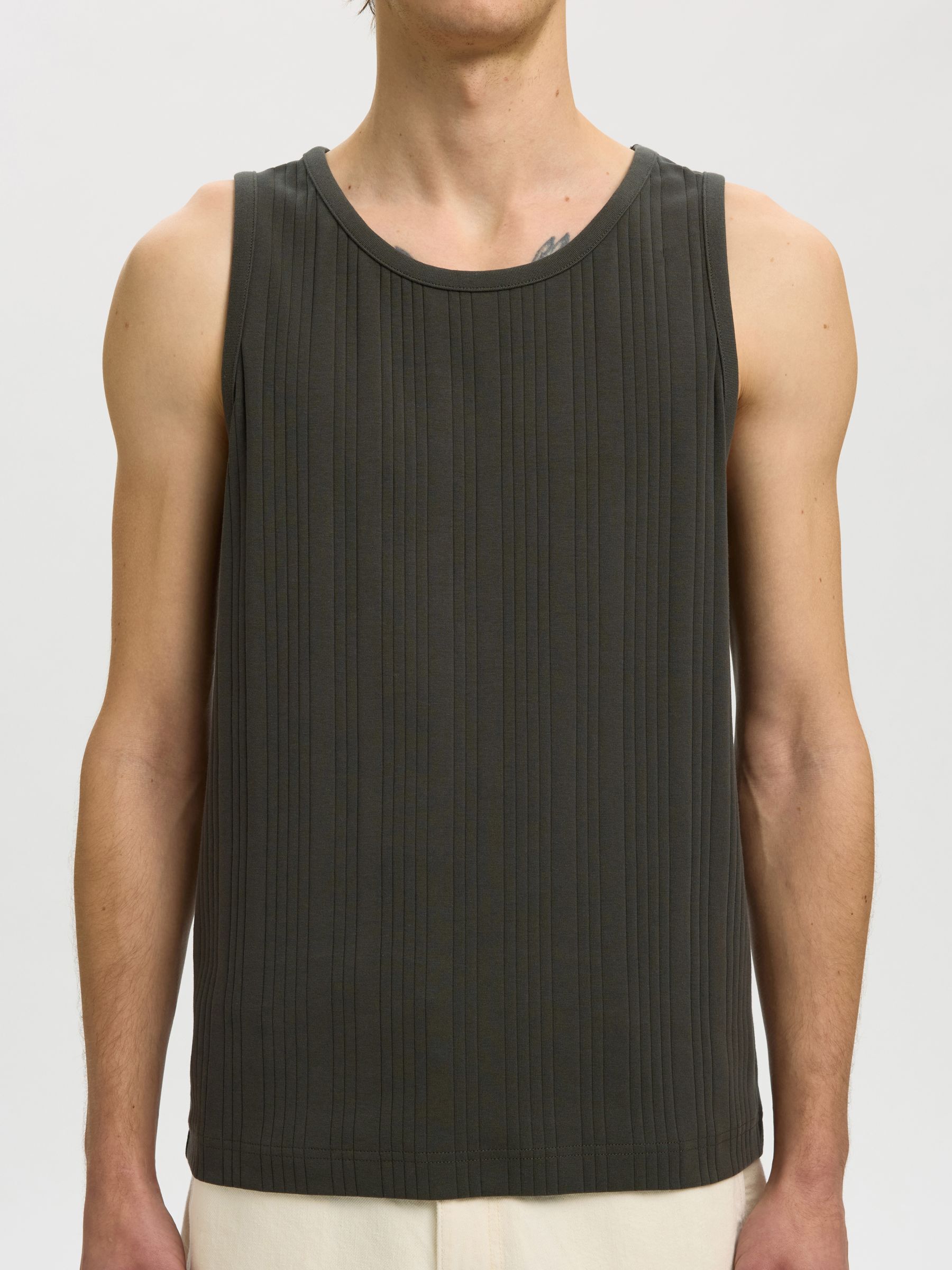 REGULAR FIT TANK TOP, Peat, highres