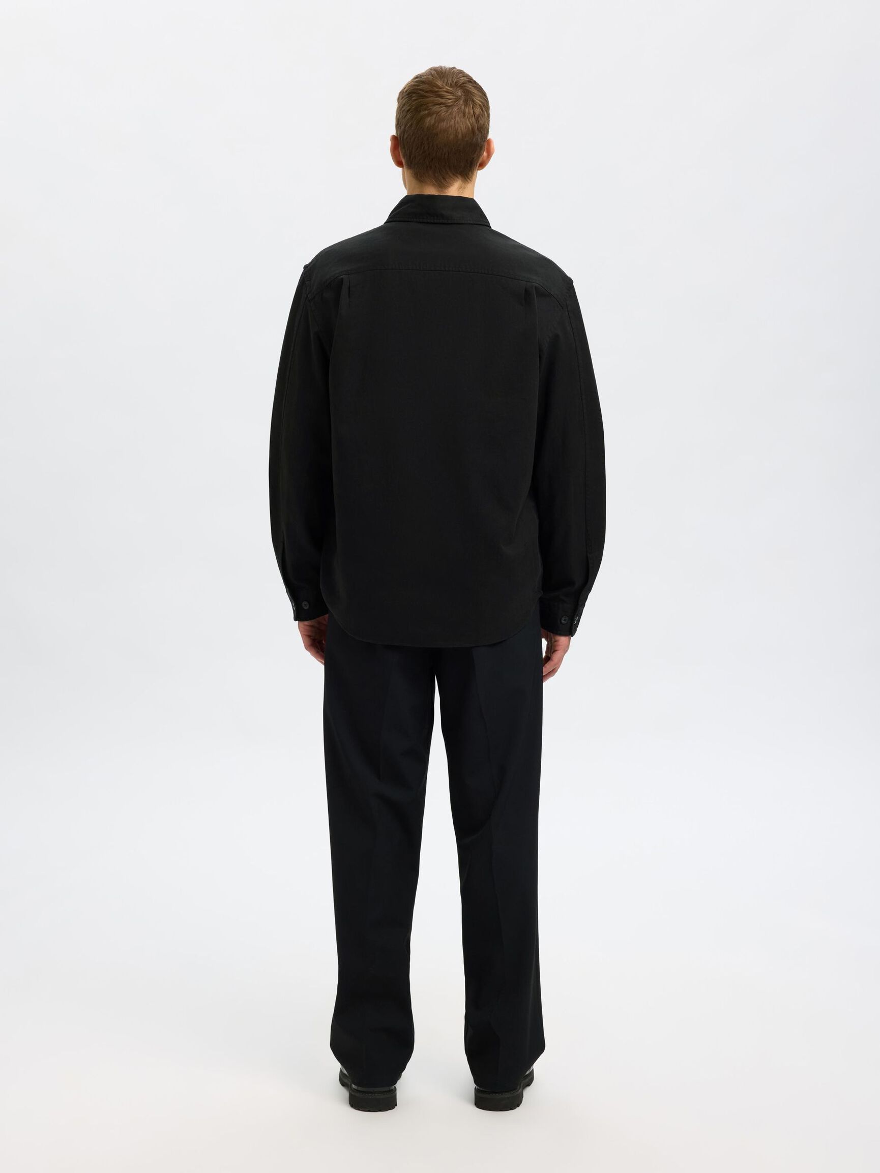 LONG SLEEVED OVERSHIRT, Black, highres
