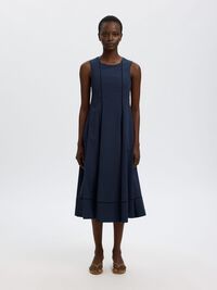 COTTON MIDI DRESS, Dark Sapphire, highres