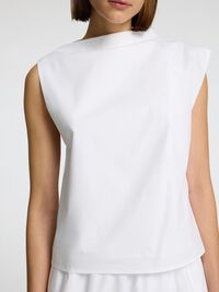 PLISSÉE TOP SANS MANCHES, Bright White, highres