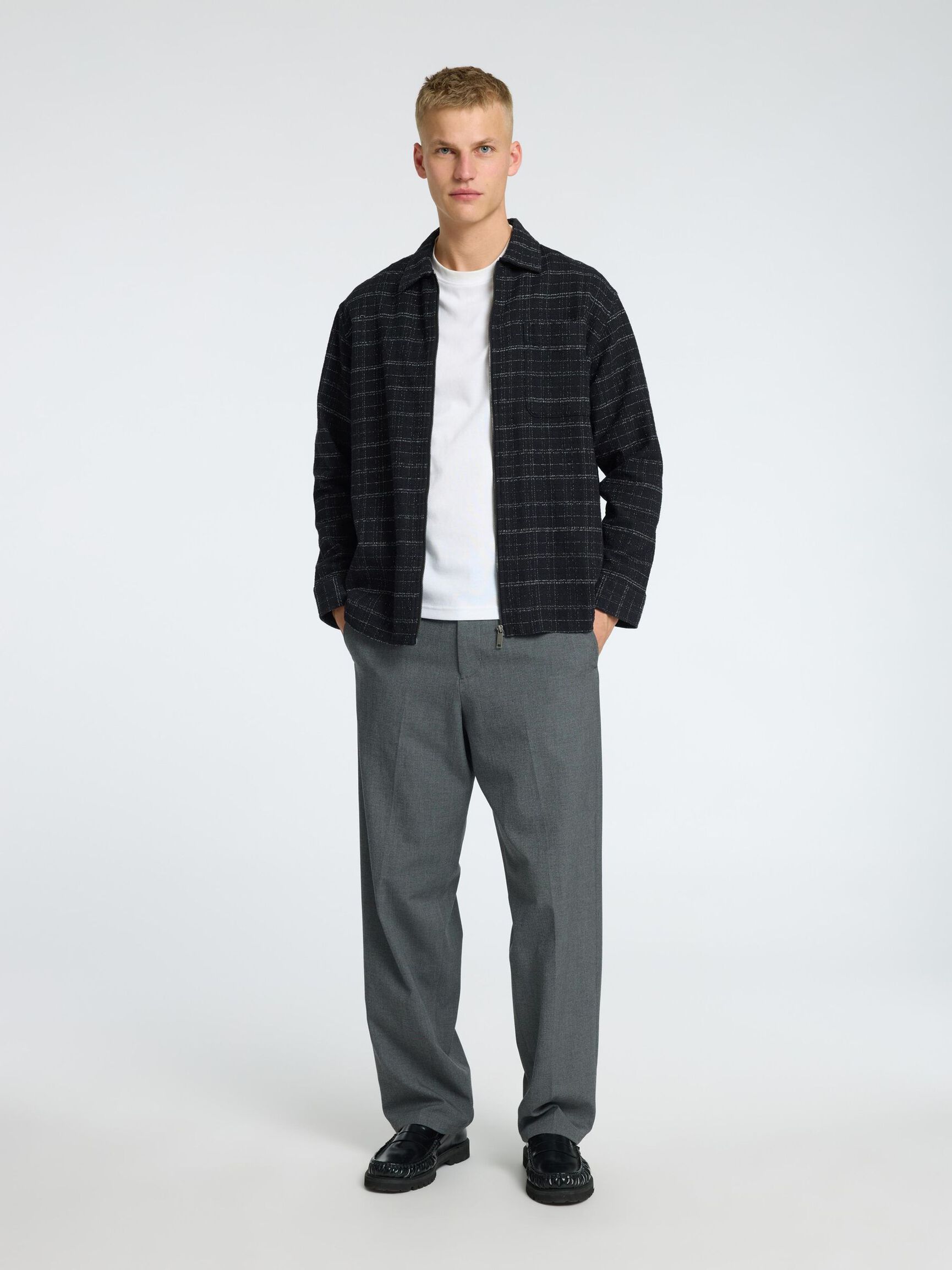ZIPPED OVERSHIRT, Black, highres