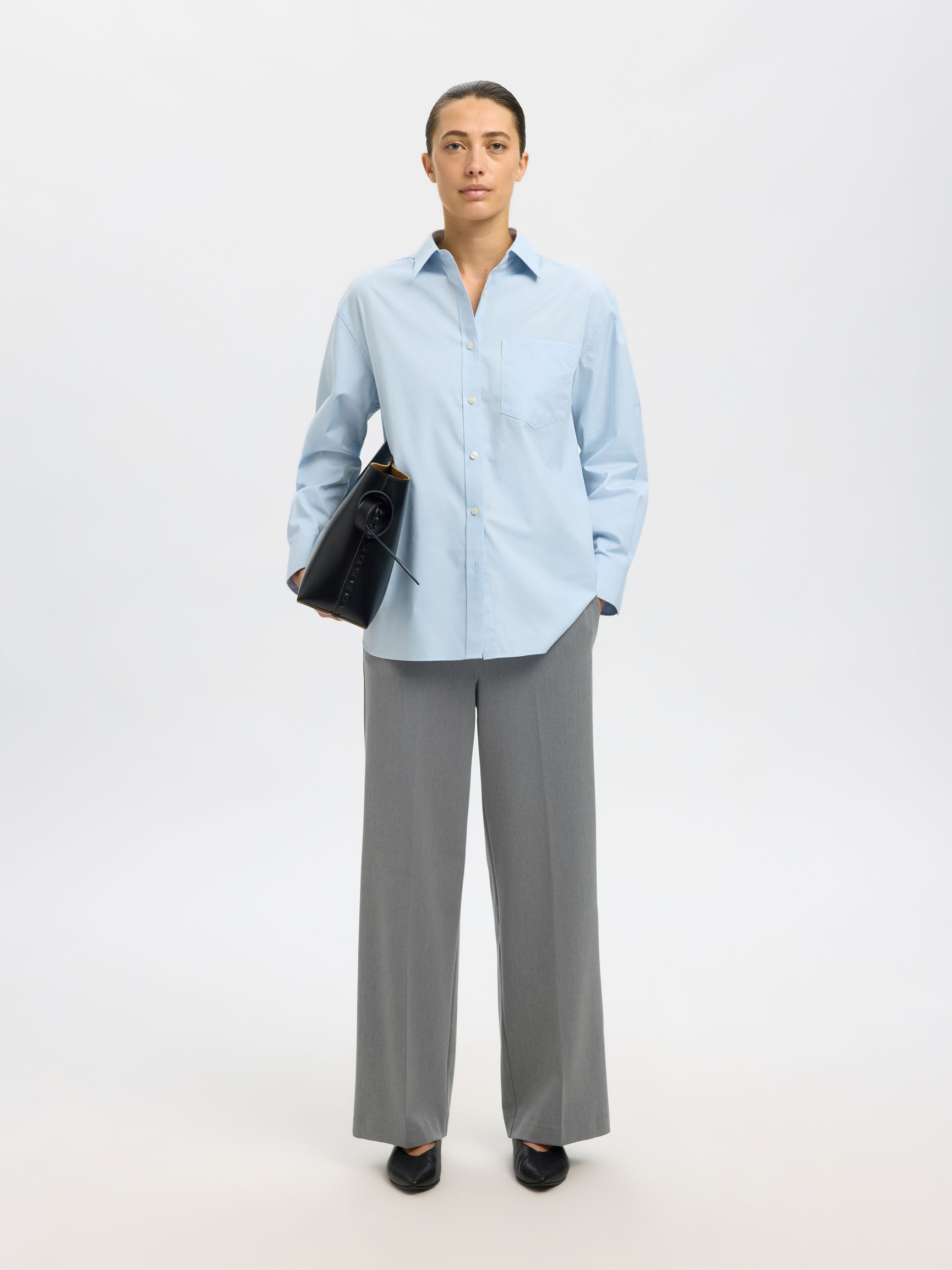 COUPE LARGE PANTALON, Medium Grey Melange, highres