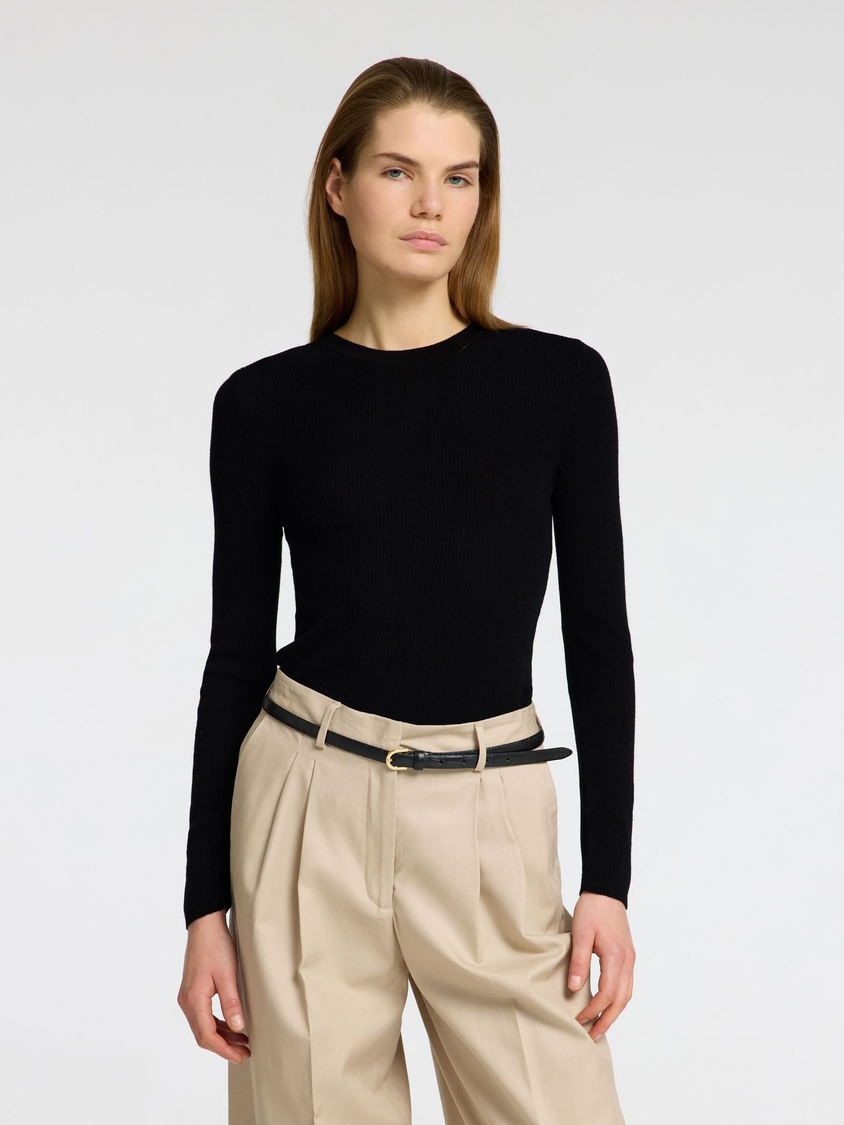 ULLBLANDING STRIKKET TOPP, Black, highres