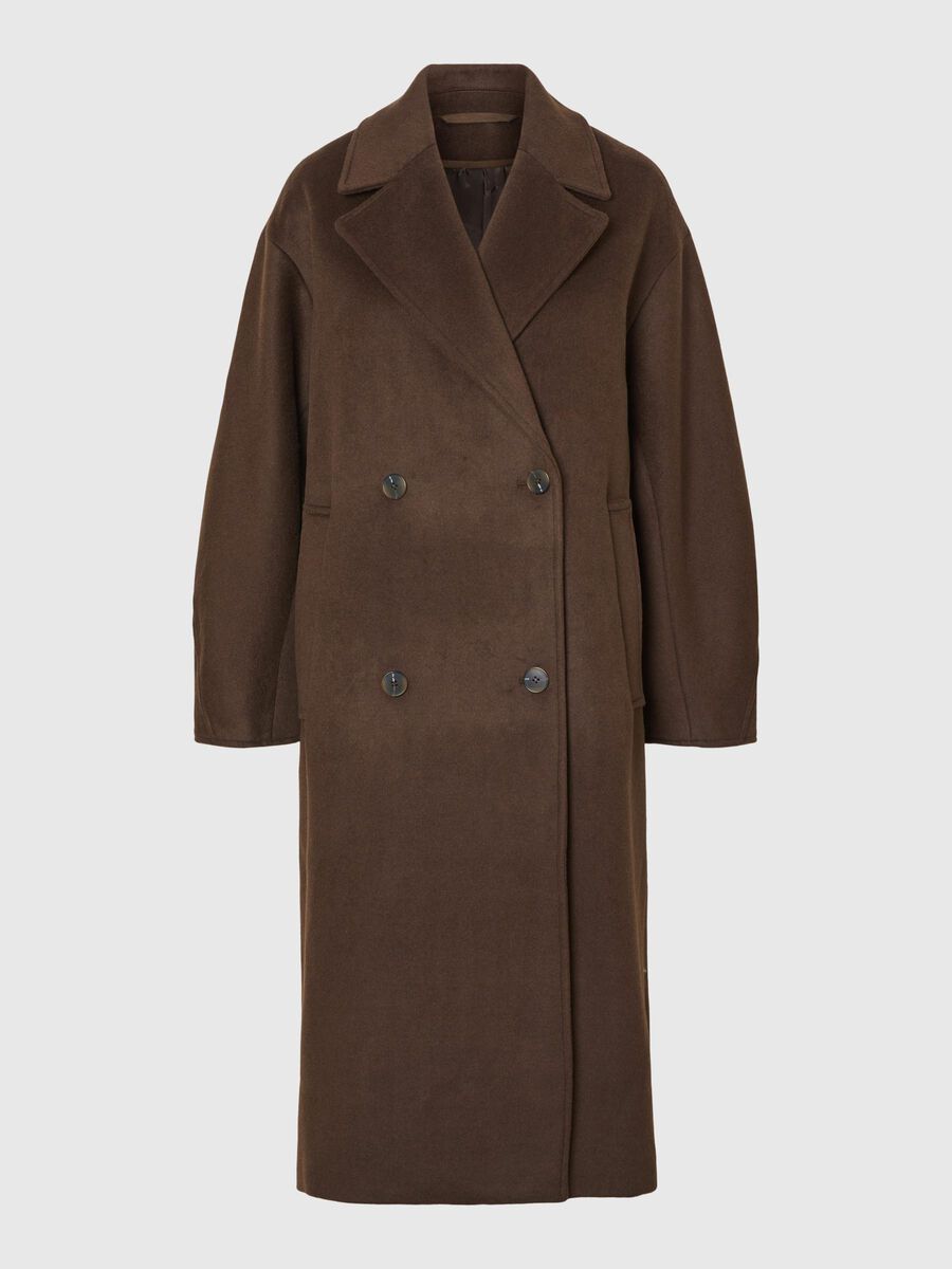 Selected DOUBLE BREASTED WOOL BLEND COAT, Coffee Bean, highres - 16094232_CoffeeBean_001.jpg