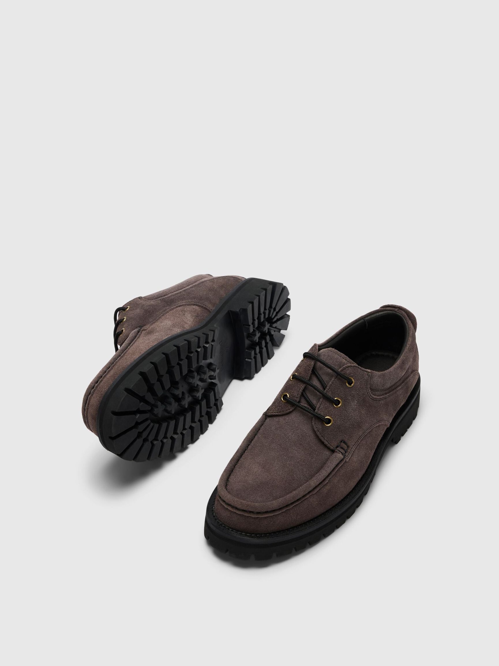 SUEDE BOAT SHOES, Dark Grey, highres