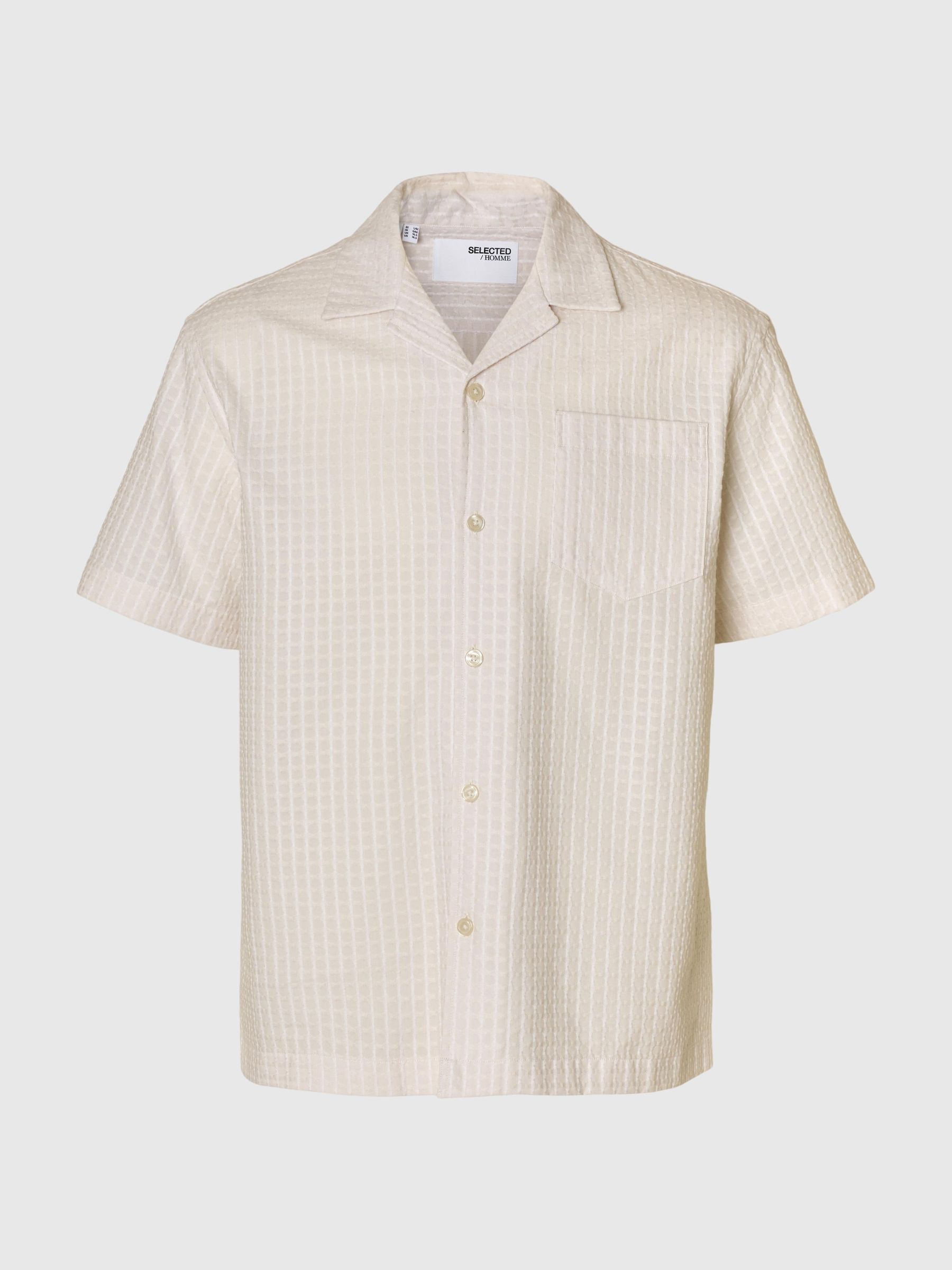 MET STRUCTUUR OVERHEMD MET KORTE MOUWEN, Egret, highres