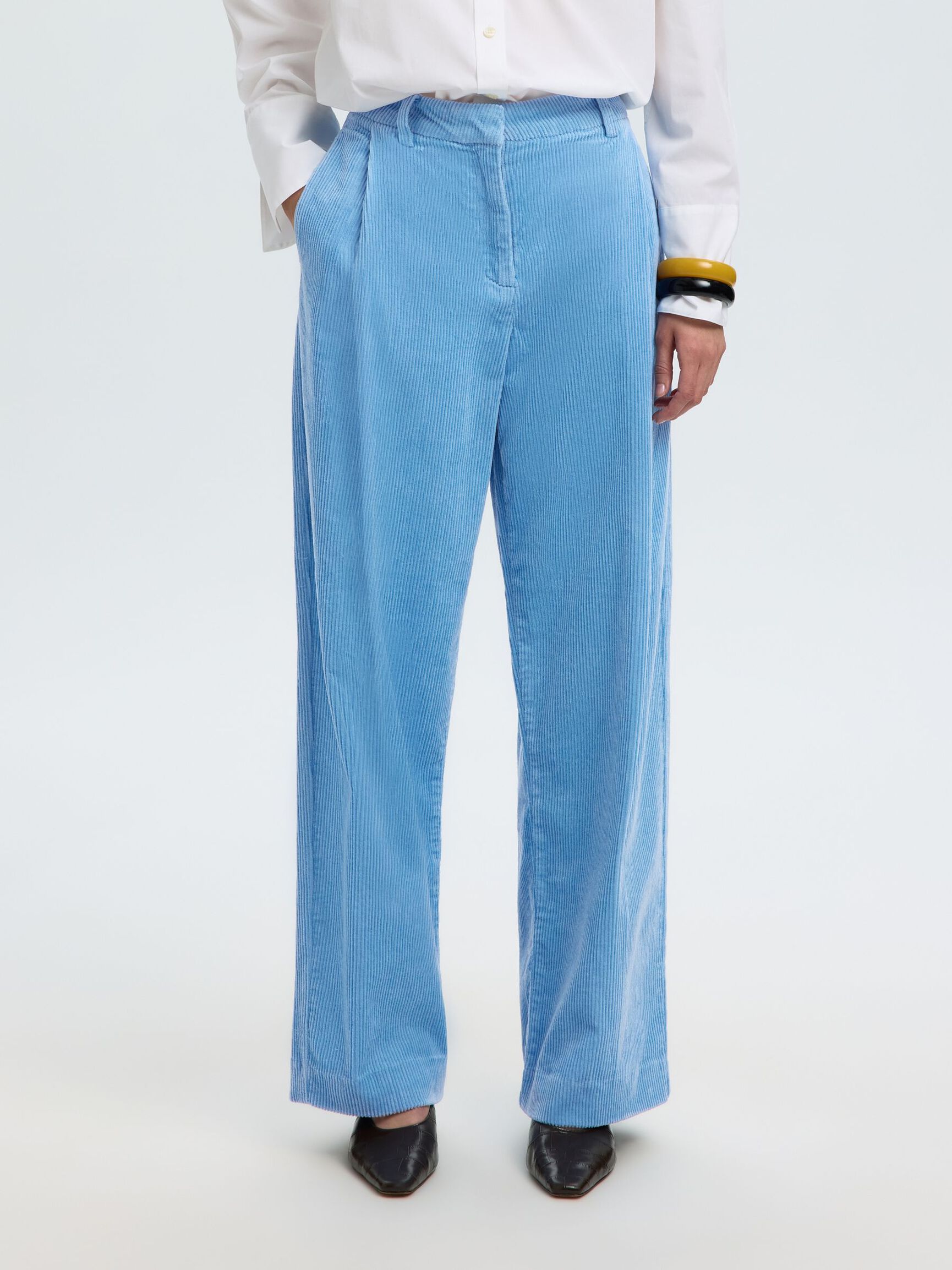 RELAXED FIT CORDUROY TROUSERS, Blissful Blue, highres