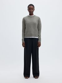 KASJMIR STRIKKET PULLOVER, Light Grey Melange, highres
