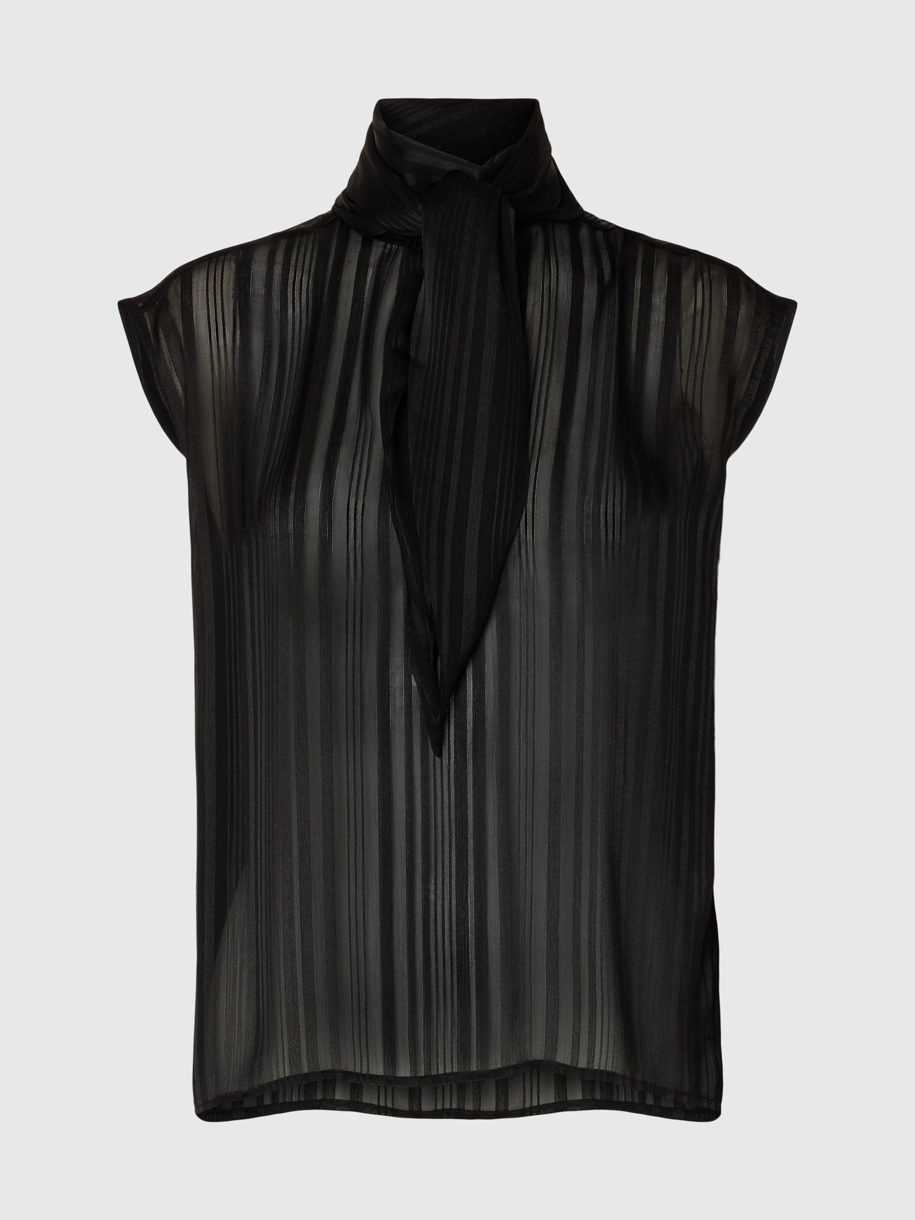 HIGH NECK SLEEVELESS TOP, Black, highres