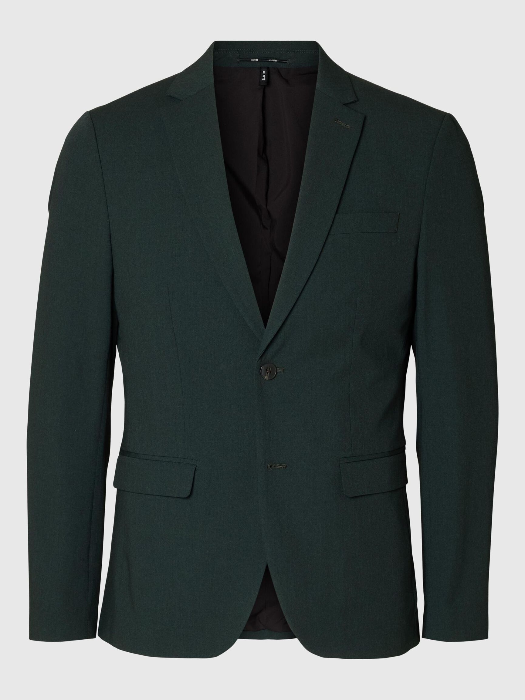 COUPE SLIM EN VISCOSE MÉLANGÉE BLAZER, Forest Night, highres