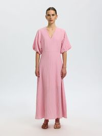 BALLOON SLEEVE MAXI DRESS, Bleached Mauve, highres