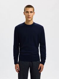 100% MERINO WOOL PULLOVER, Navy Blazer, highres