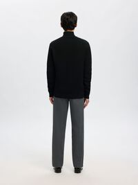 ZIPPED HIGH NECK KNITTED CARDIGAN, Black, highres
