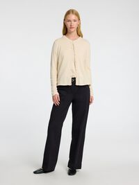 LINNENMIX GEBREID VEST, Birch, highres