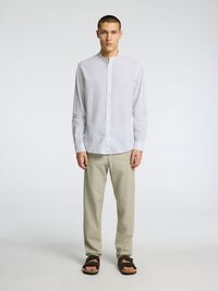 LONG-SLEEVED LINEN BLEND SHIRT, White, highres