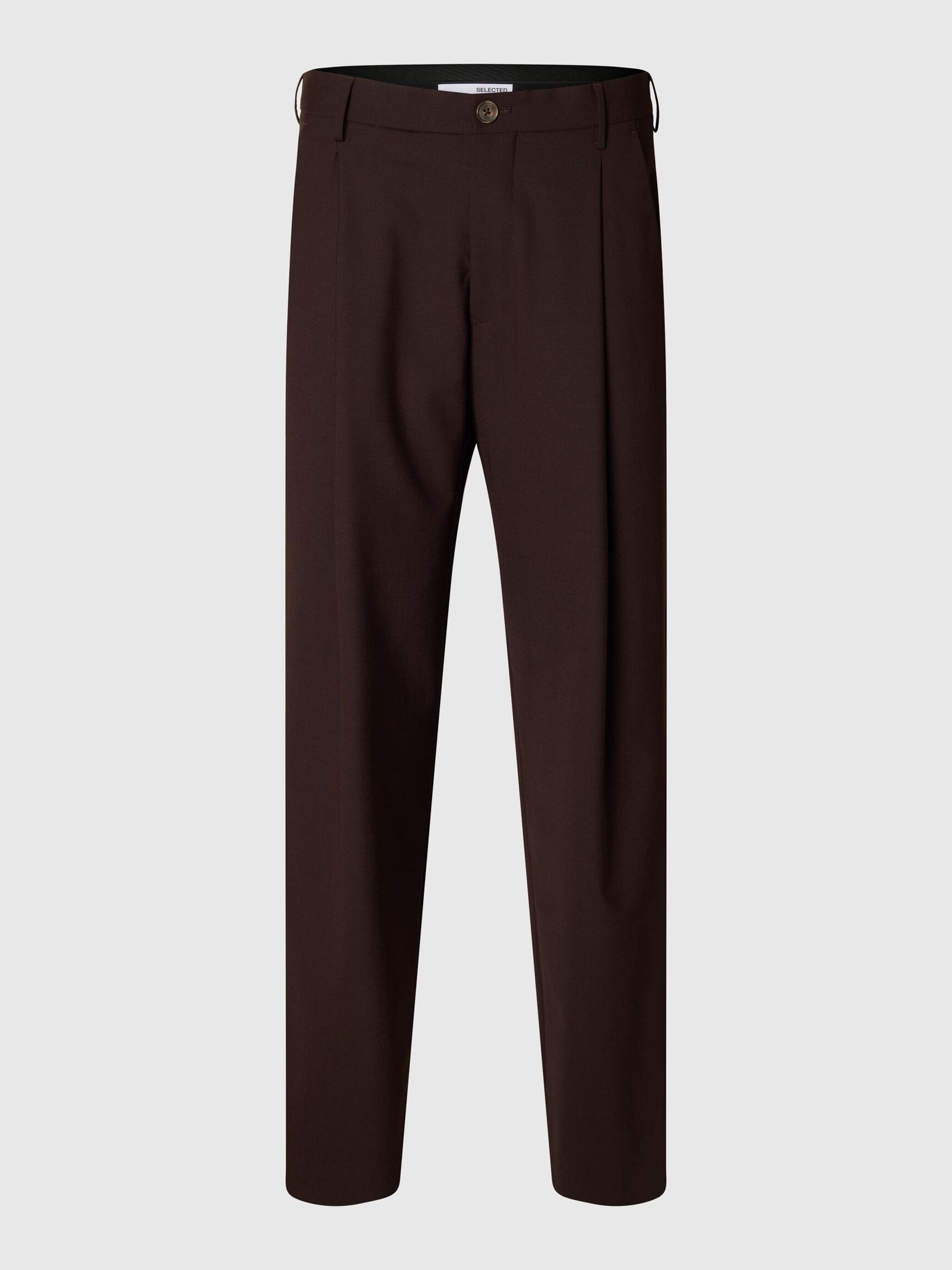 WOOL BLEND PLEATED LOOSE-FIT TROUSERS, Demitasse, highres