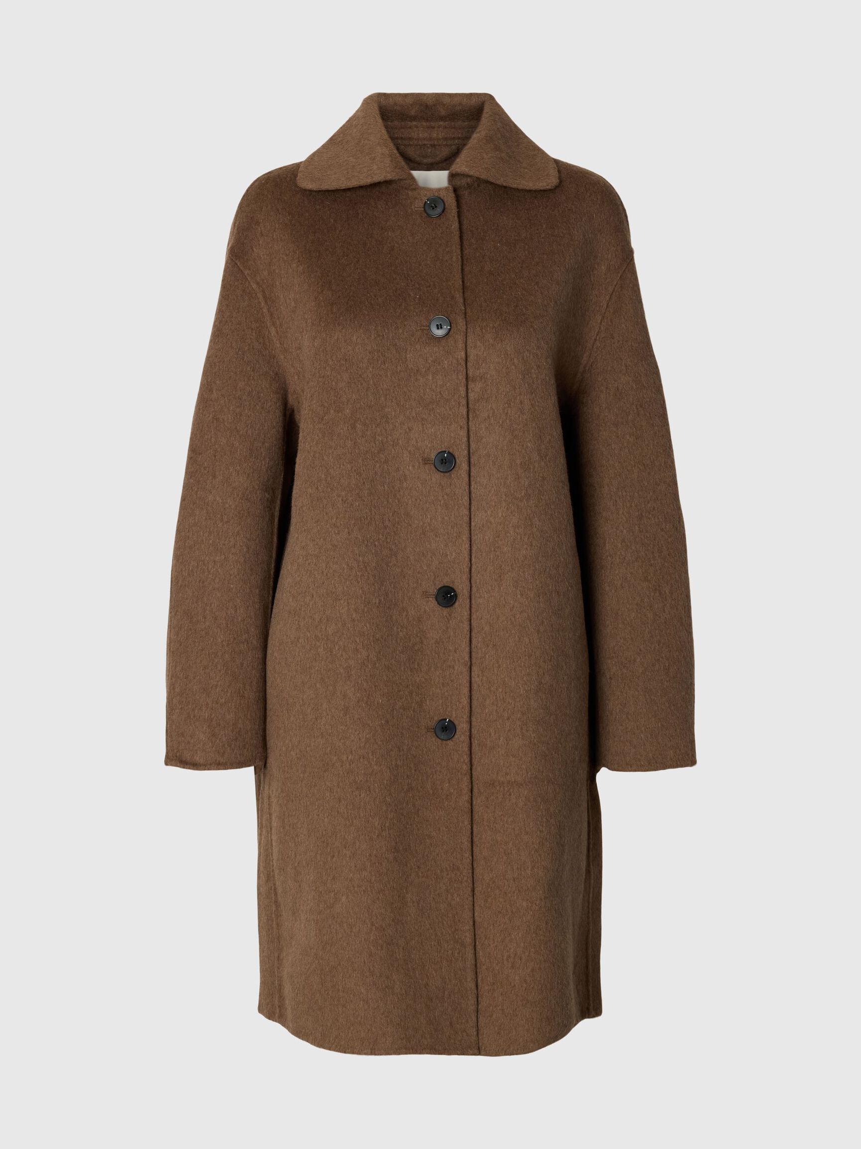 WOOL BLEND COAT, Chocolate Chip, highres