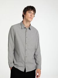 FLANELLE CHEMISE, Medium Grey Melange, highres