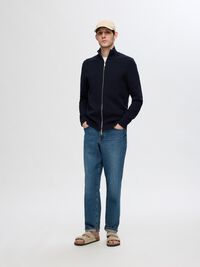 HØY HALS MED GLIDELÅS STRIKKET CARDIGAN, Sky Captain, highres