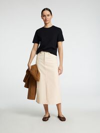 MIDI DENIM ROK, Ecru, highres
