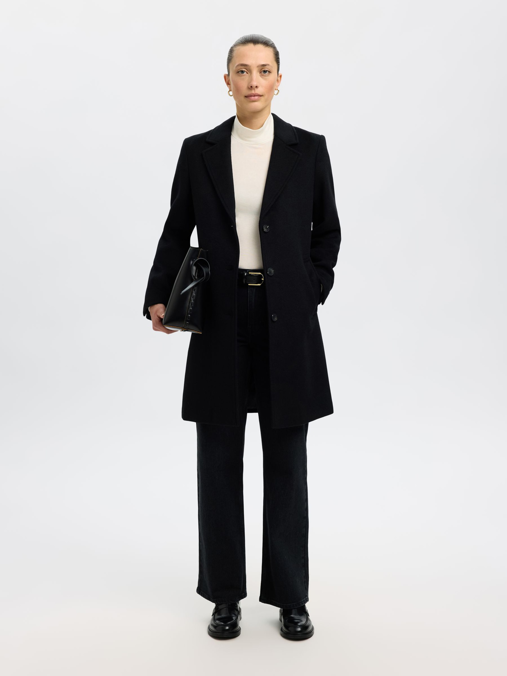 LAINE MÉLANGÉE MANTEAU, Black, highres