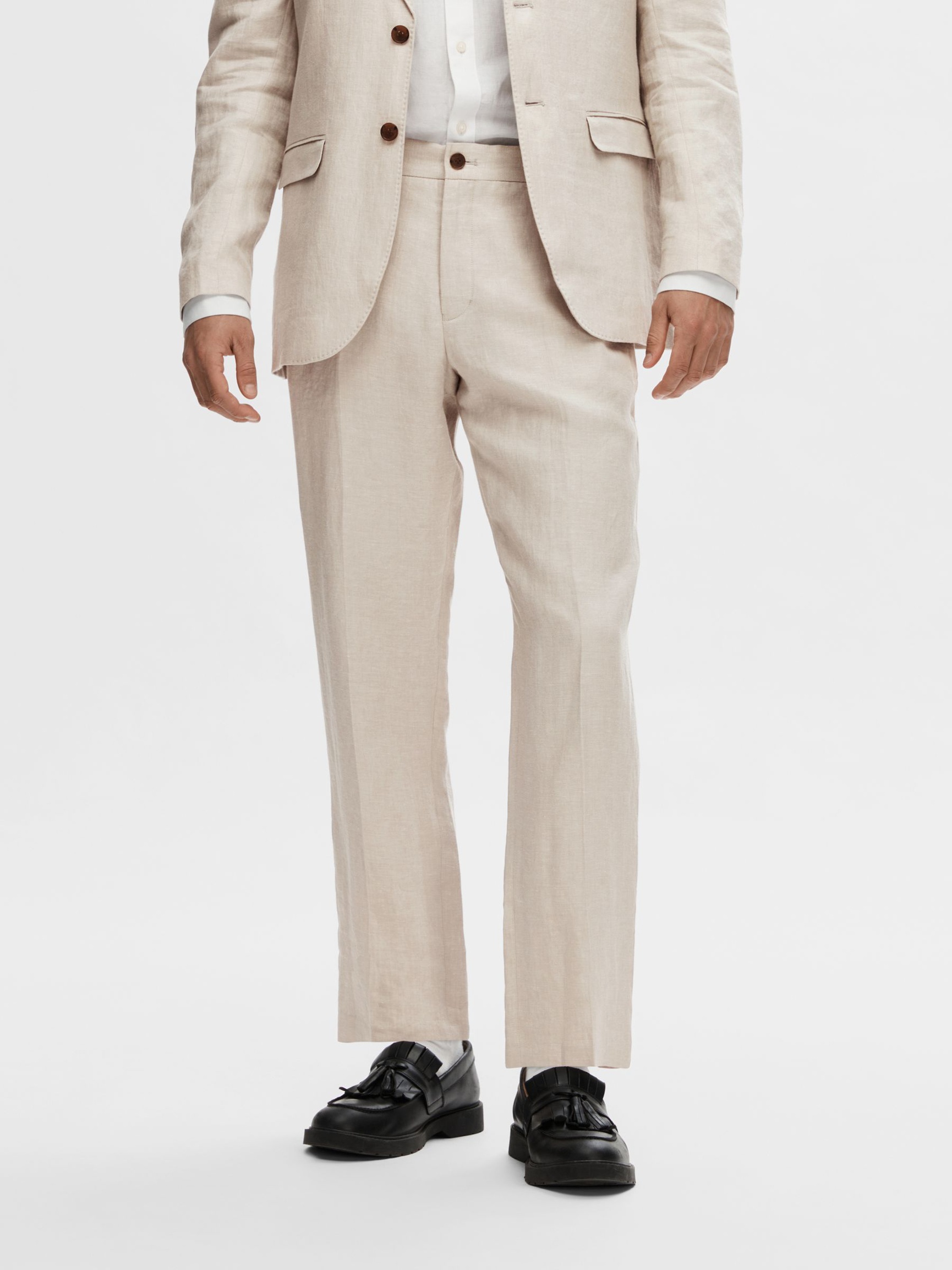 100% LINNEN PANTALON, Sand, highres