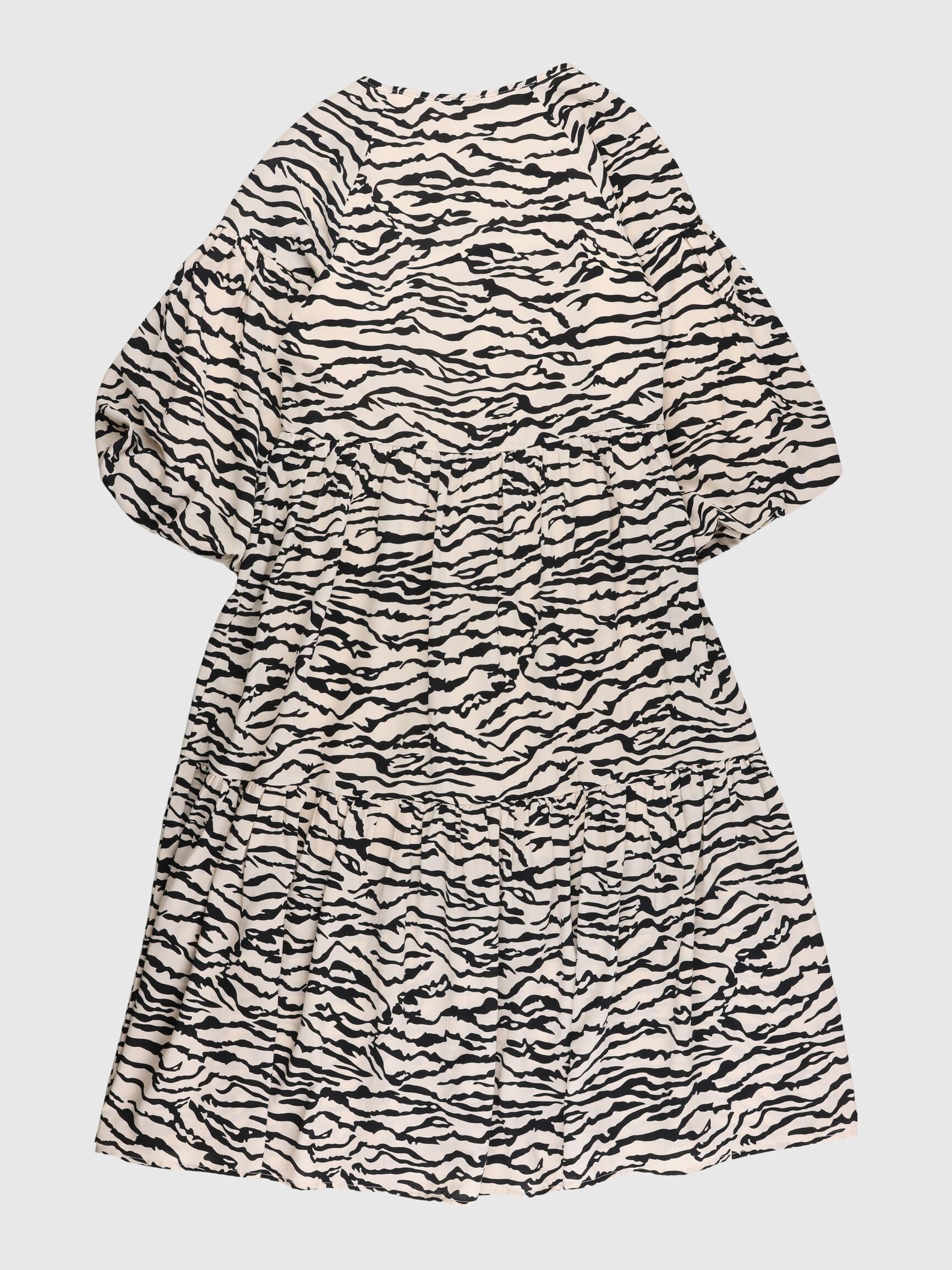 ZEBRA PRINT BALLOON SLEEVES - DRESS, Sandshell, highres