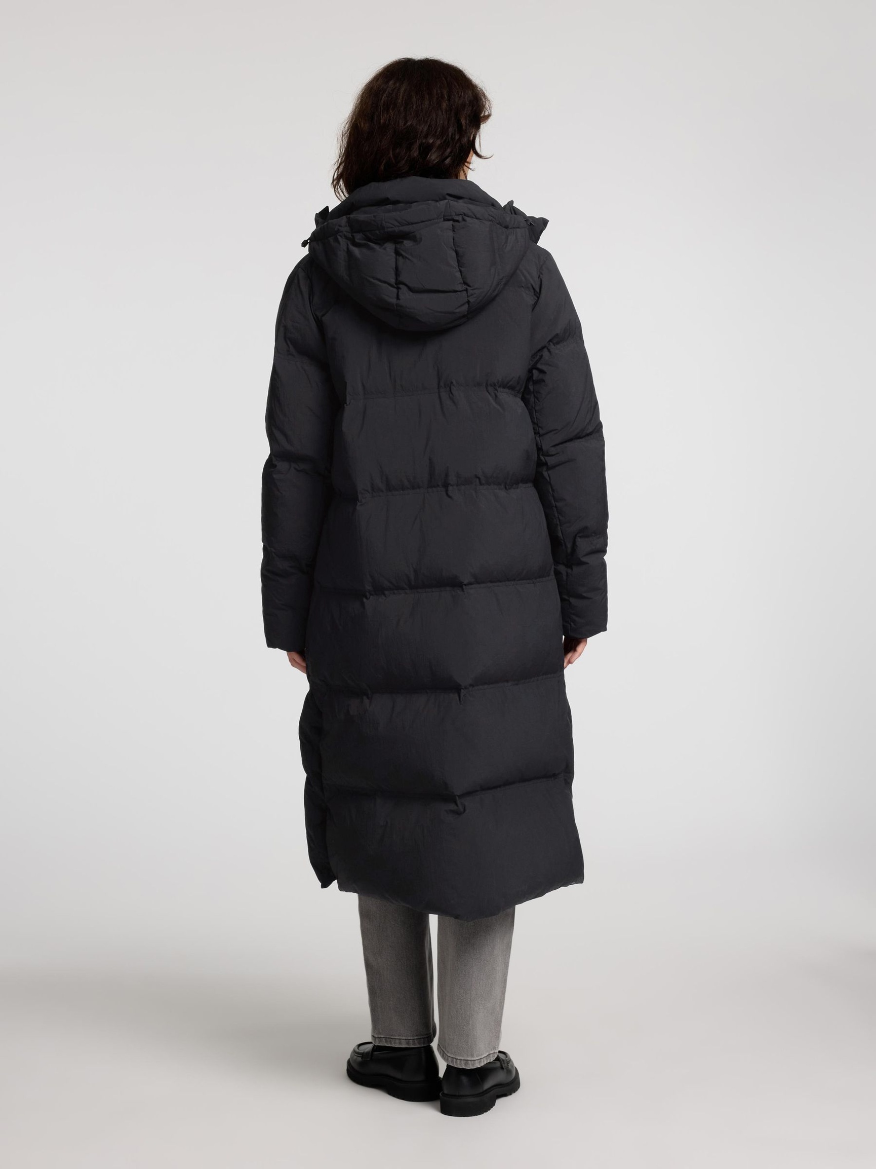 LANG PUFFER-KÅPE, Black, highres