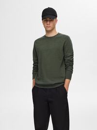 LONG-SLEEVED KNITTED JUMPER, Forest Night, highres