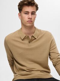 100% MERINO WOOL POLO SHIRT, Kelp, highres