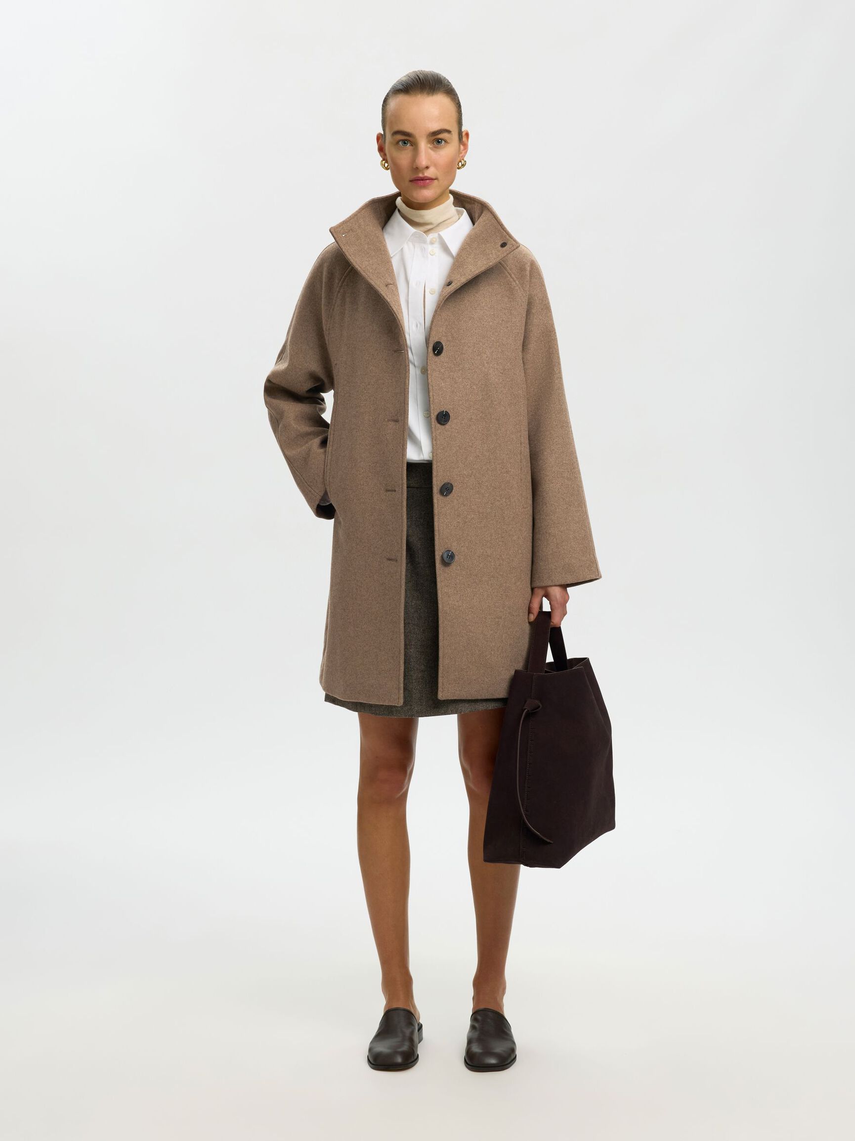 WOOL BLEND COAT, Fallen Rock, highres