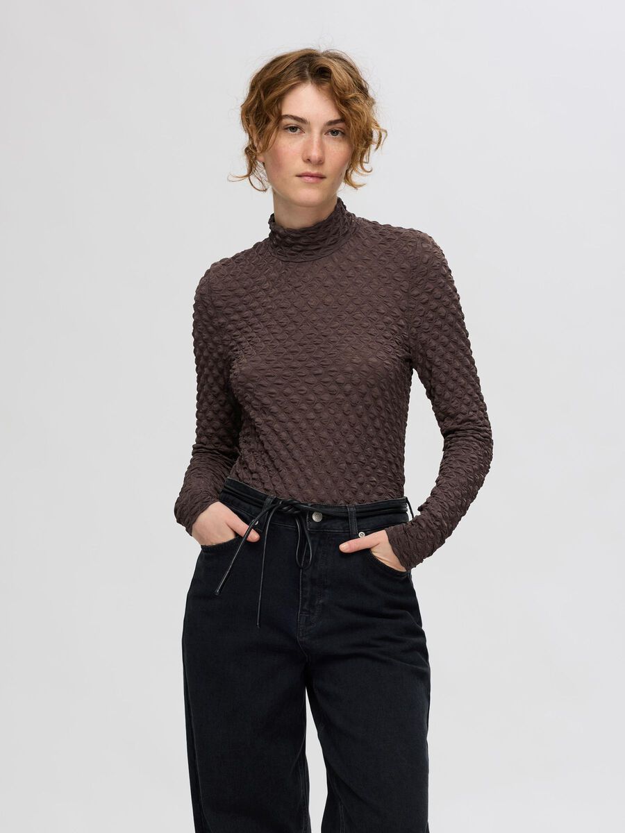 Selected TEXTURED LONG SLEEVED TOP, Tobacco Brown, highres - 16095443_TobaccoBrown_003.jpg