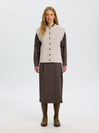 WOOL KNITTED VEST, Silver Birch, highres