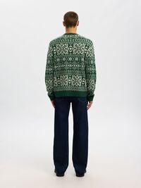 WOLLMIX PULLOVER MIT RUNDHALSAUSSCHNITT, Dark Green, highres