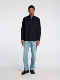 RELAXED FIT TWILL SHIRT, Black, highres