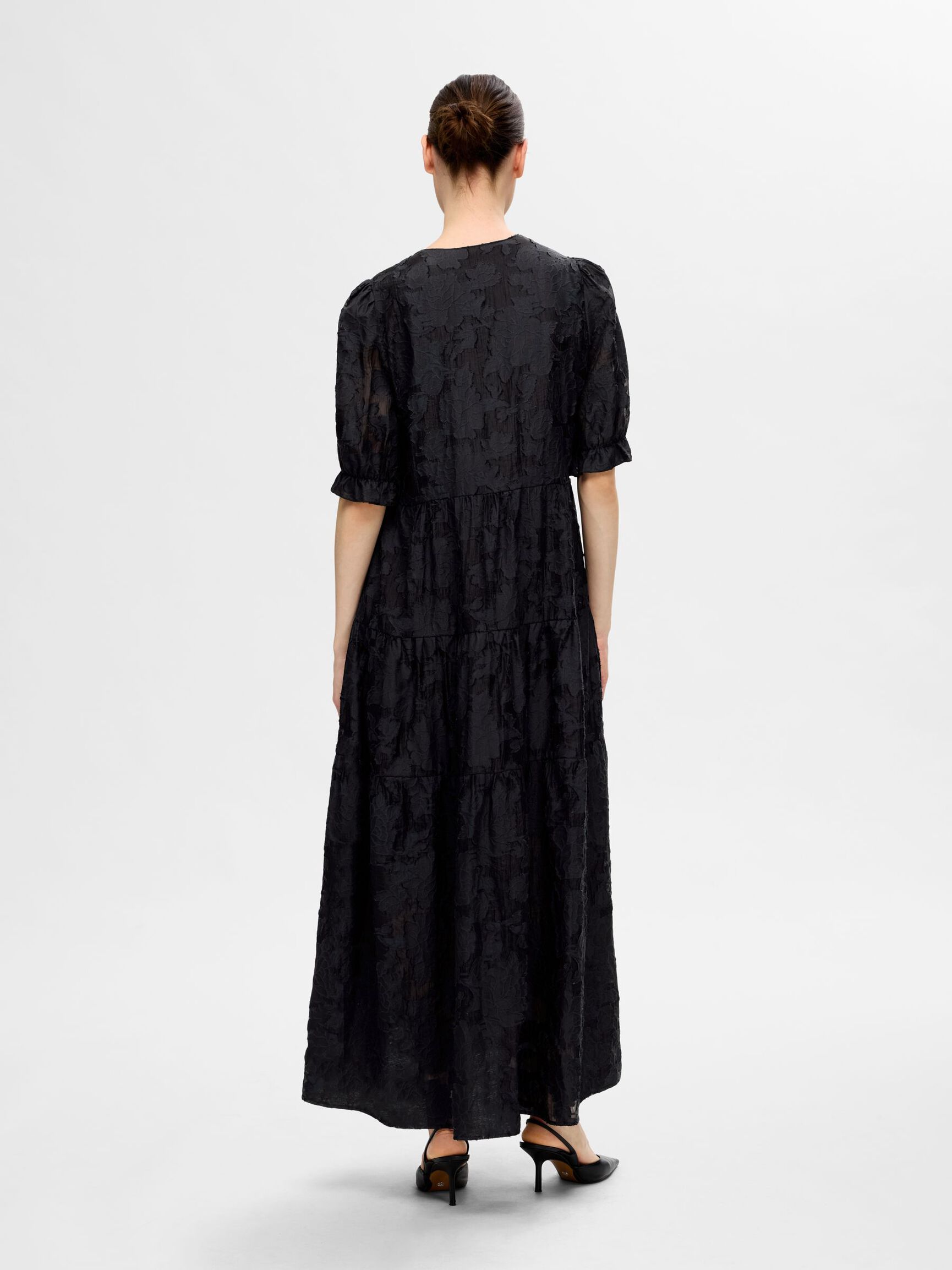 BLOMSTRET VISKOSEBLANDING MAXIKJOLE, Dark Sapphire, highres