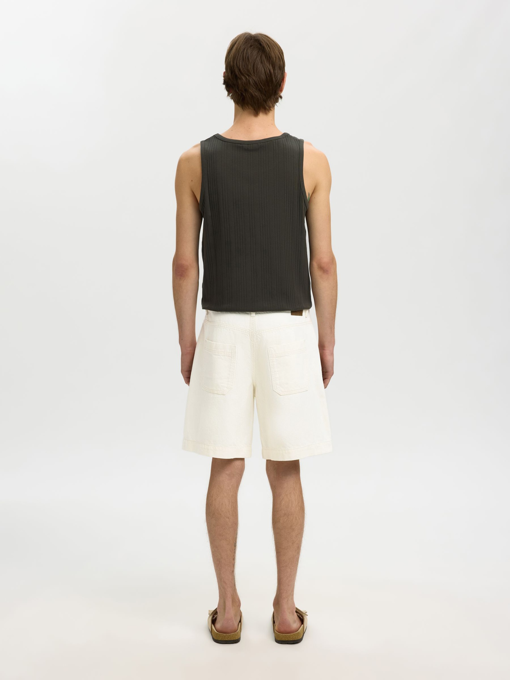LOOSE FIT JEANSSHORTS, Ecru, highres