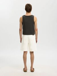 LOOSE FIT DENIM SHORTS, Ecru, highres