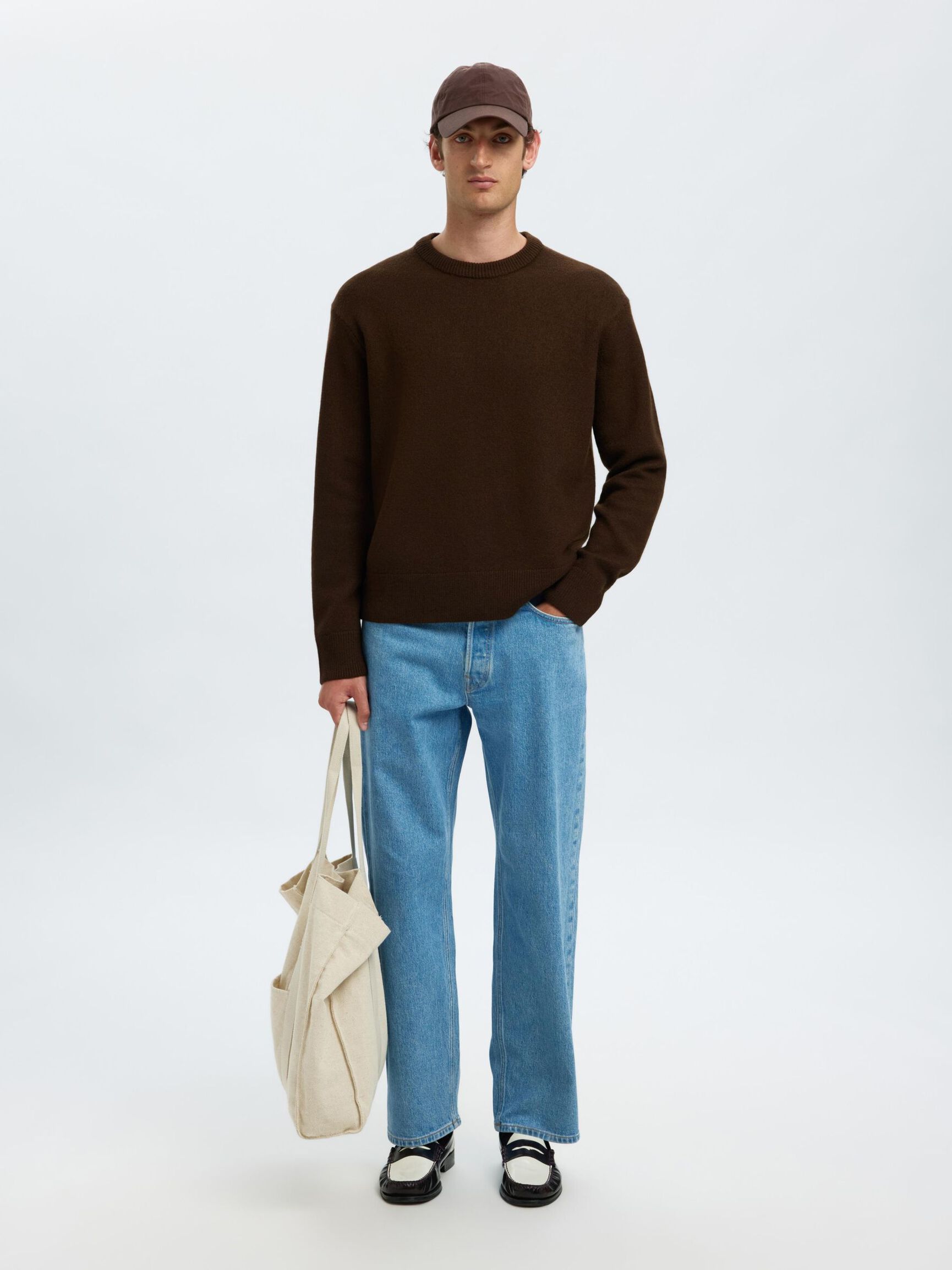 100% WOOL KNITTED JUMPER, Demitasse, highres