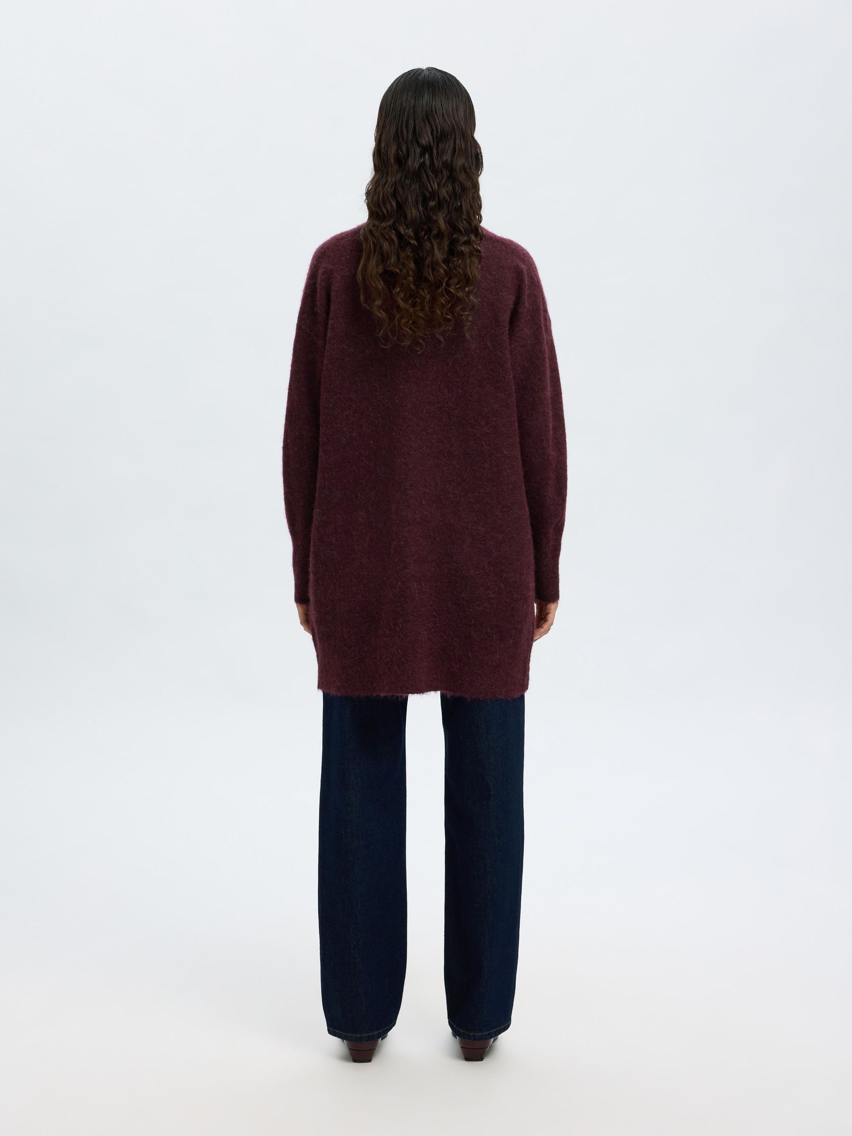 LONG KNITTED CARDIGAN, Fig, highres