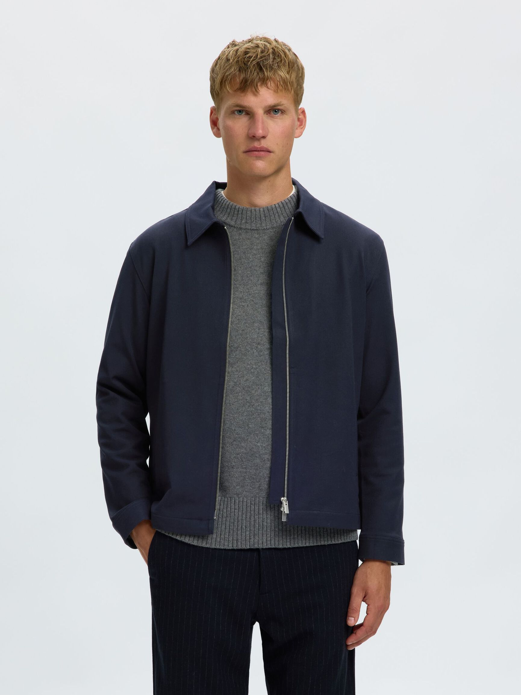 REGULAR FIT JACKET, Navy Blazer, highres
