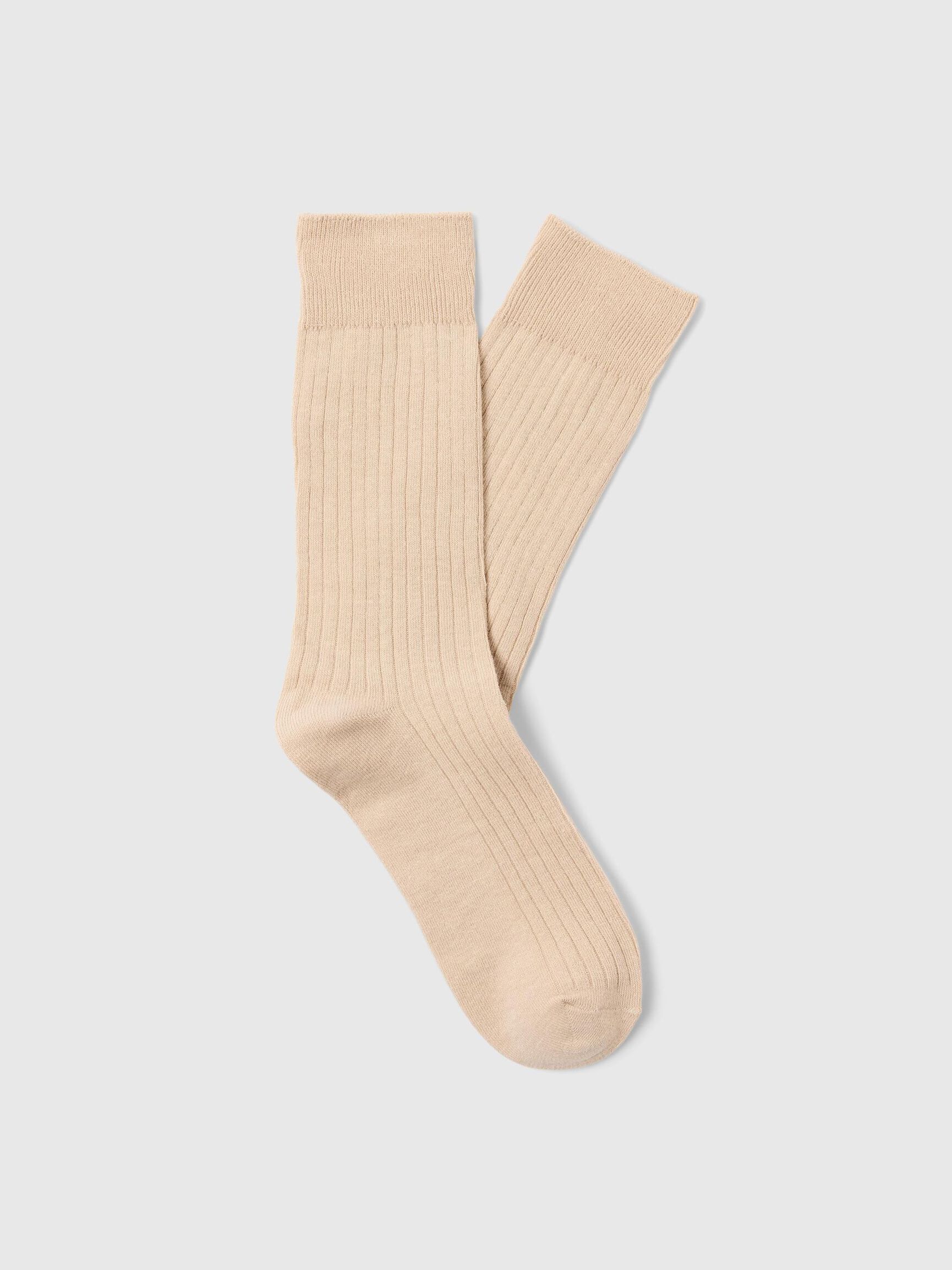 RIBBED SOCKS, Oatmeal, highres