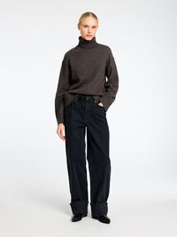 WOLLGEMISCH ROLLKRAGEN PULLOVER, After Dark, highres