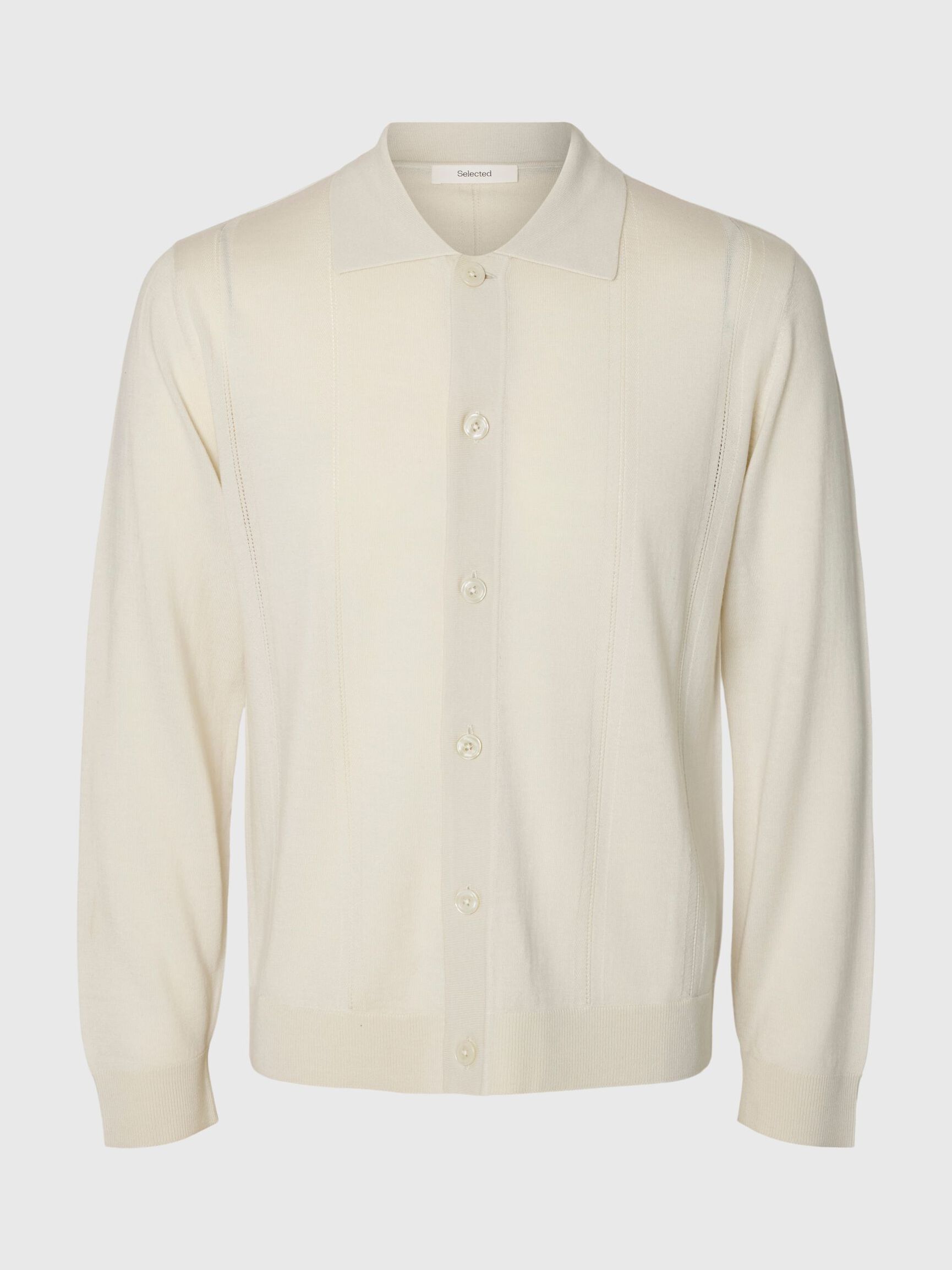 100% MERINO WOOL CARDIGAN, Silver Birch, highres