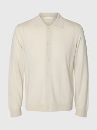 100% MERINO WOOL CARDIGAN, Silver Birch, highres