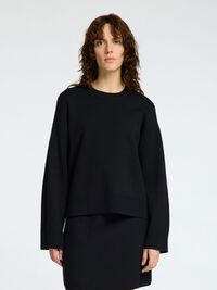 VISKOSBLANDNING STICKAD TRÖJA, Black, highres