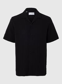 TEJIDO DE ALGODÓN CAMISA DE MANGA CORTA, Black, highres